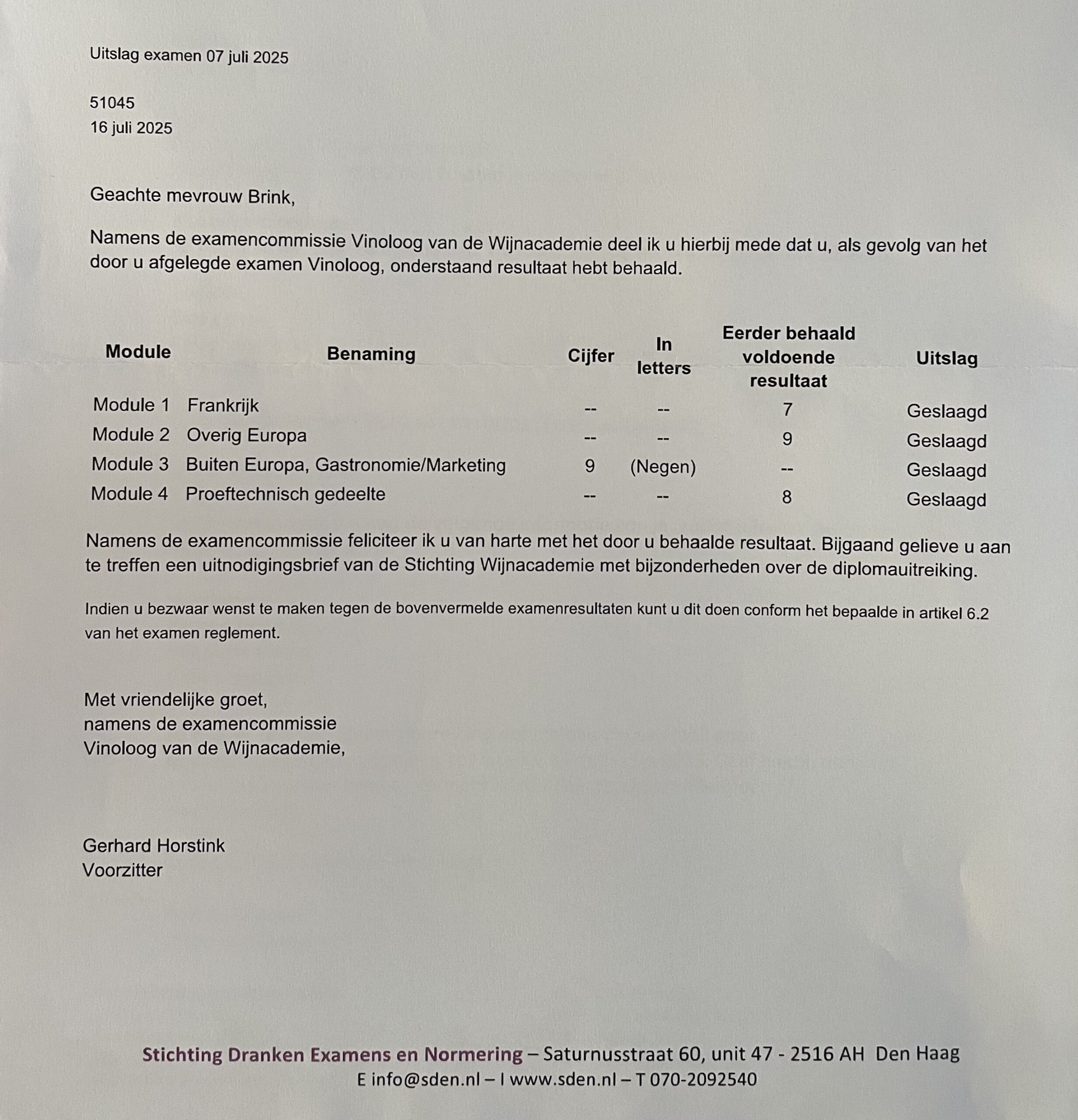 cijferlijst wijnacademie vinoloog vinologenopleiding